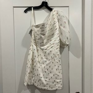 Shoshanna Ronnie Ruched One-Shoulder Puffy Sleeve Mini Dress - NEVER BEEN WORN